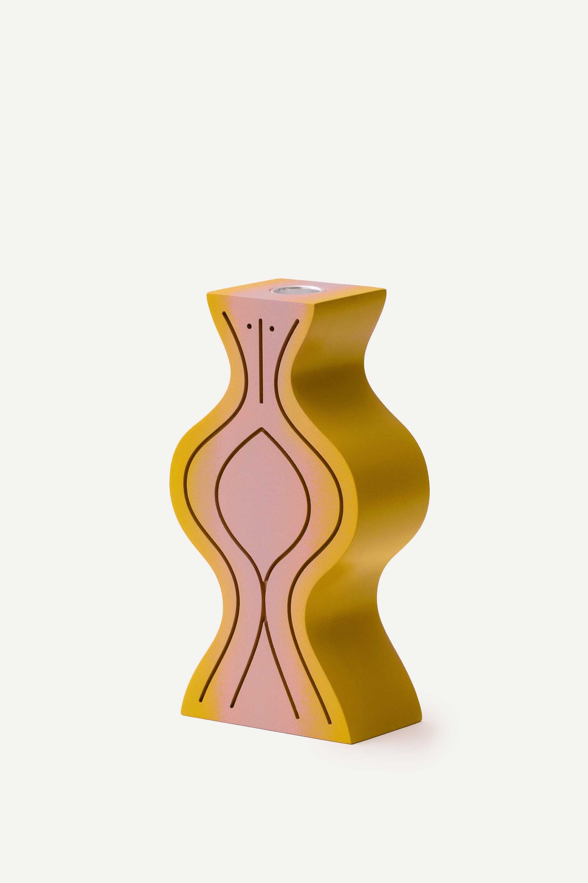 Hand-painted pressed wood figurine by LUDISM, inspired by the Polish folklore figure Chochoł (Straw Phantom), serving as a candle holder, incense burner, and decorative object, crafted in Poland