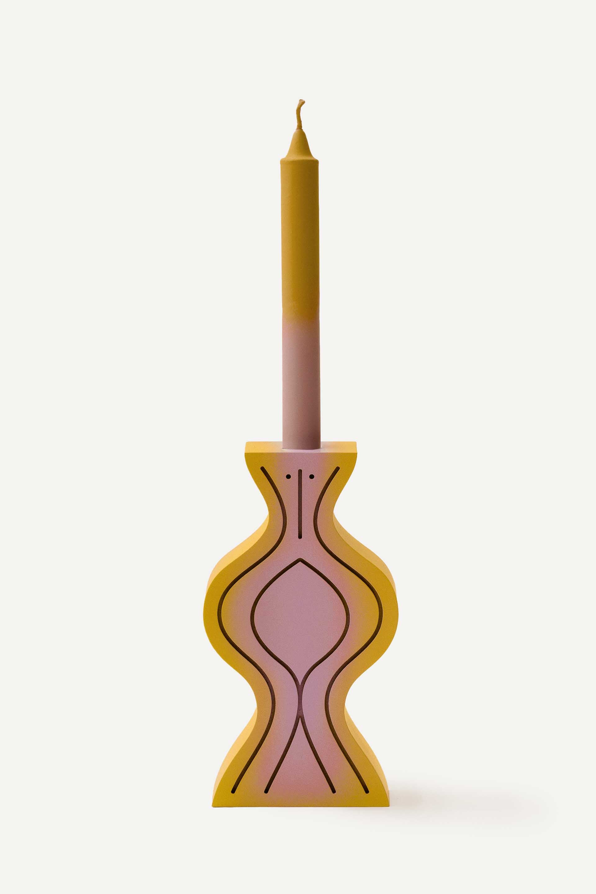 Hand-painted pressed wood figurine by LUDISM, inspired by the Polish folklore figure Chochoł (Straw Phantom), serving as a candle holder, incense burner, and decorative object, crafted in Poland