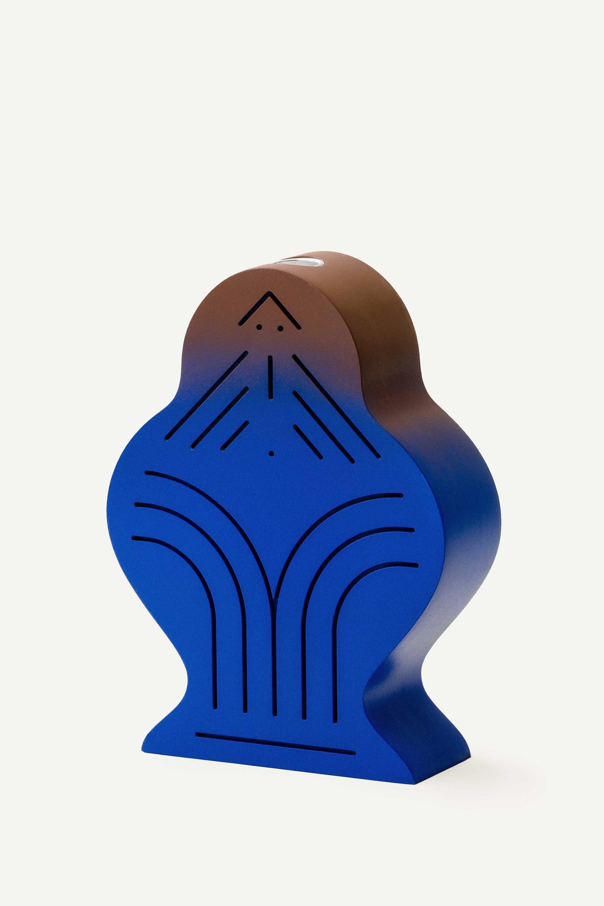 Hand-painted pressed wood figurine by LUDISM, inspired by Slavic folklore, serving as a candle holder, incense burner, and decorative object, designed and crafted in Poland.