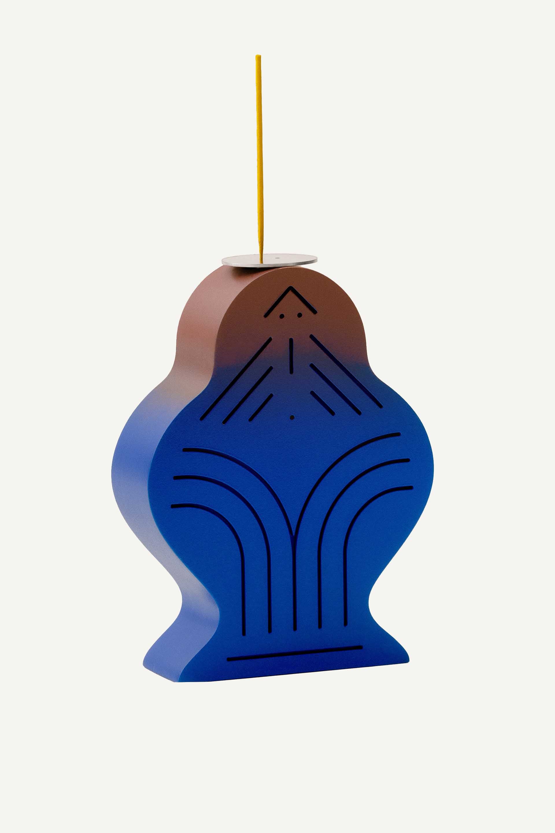 Hand-painted pressed wood figurine by LUDISM, inspired by Slavic folklore, serving as a candle holder, incense burner, and decorative object, designed and crafted in Poland.