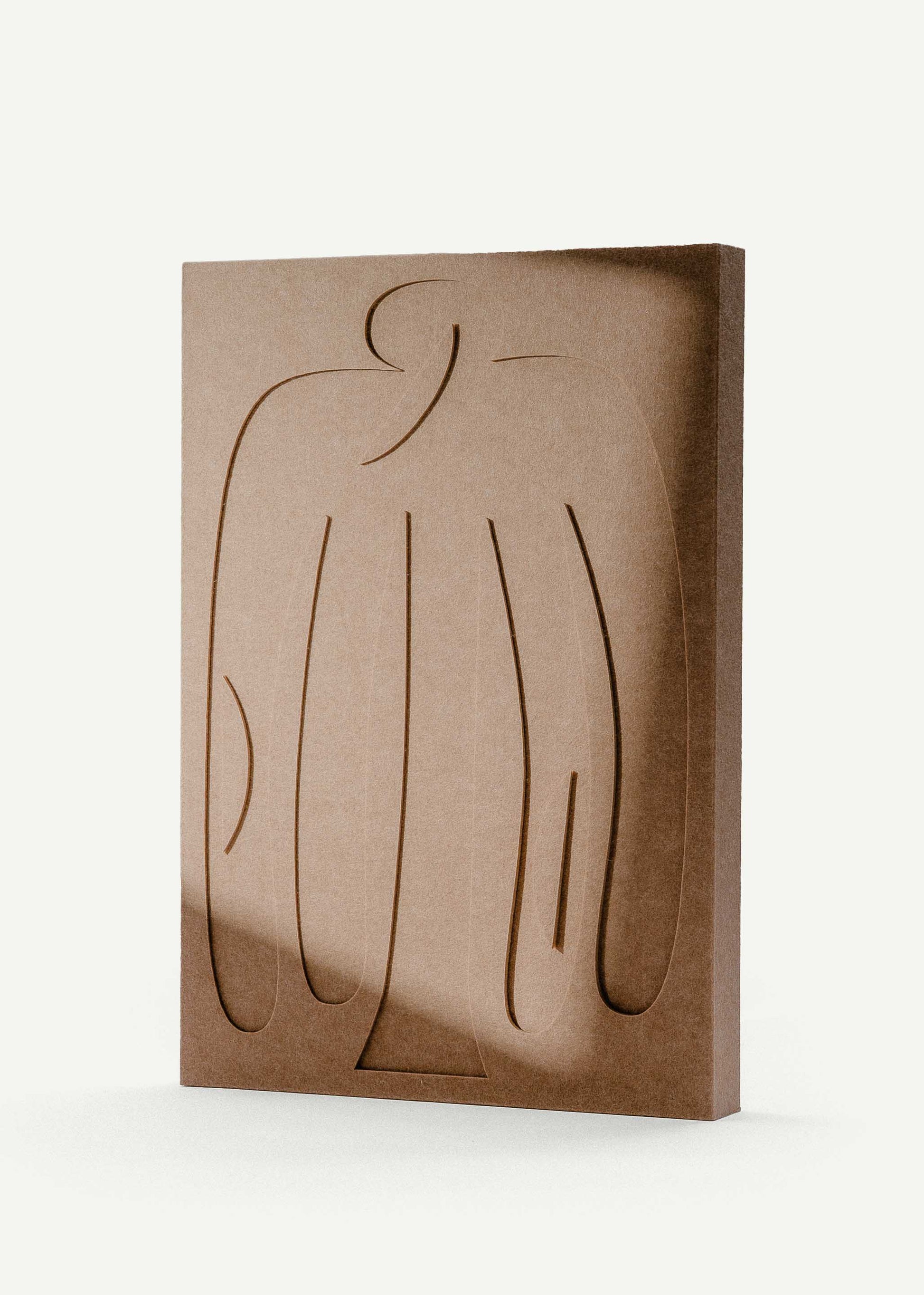 Acoustic relief panel by LUDISM in collaboration with Bafeo, featuring the Bocian (Stork) design, symbolizing luck, fertility, and guardianship, crafted in Poland.