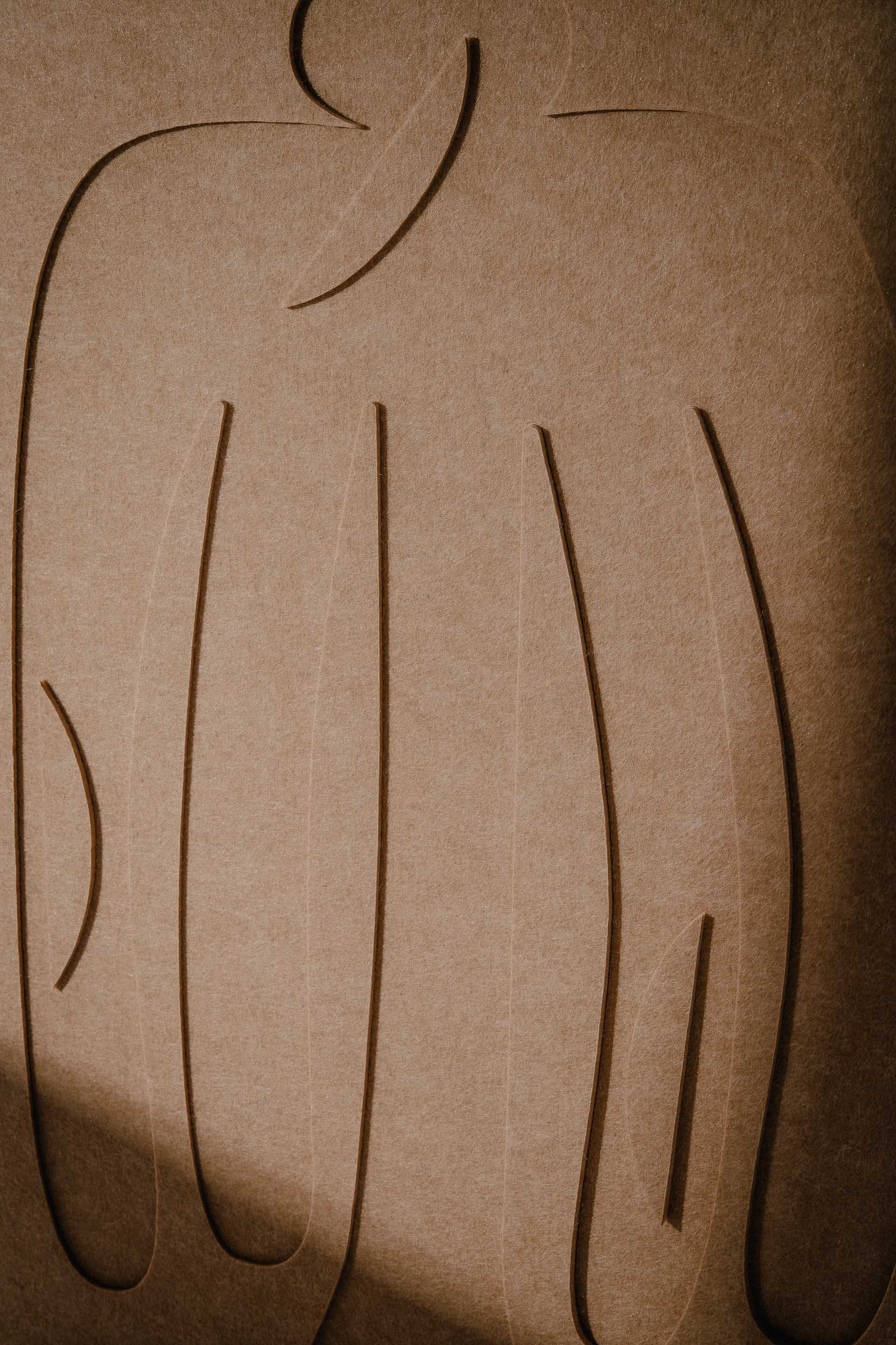 Acoustic relief panel by LUDISM in collaboration with Bafeo, featuring the Bocian (Stork) design, symbolizing luck, fertility, and guardianship, crafted in Poland.