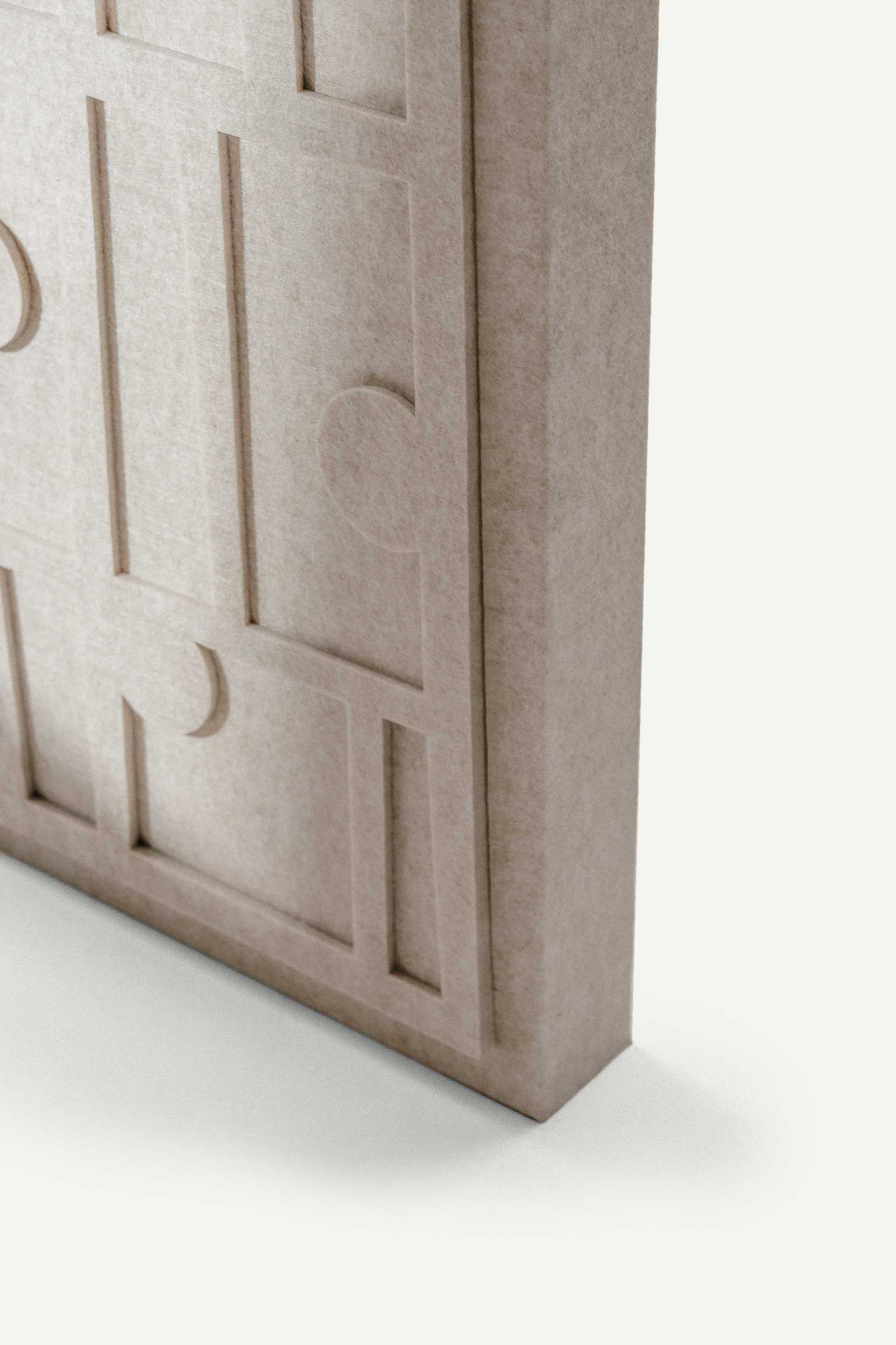 LUDISM x Bafeo relief “Len” – sculptural sound panel echoing growth, nature, and Slavic tradition.