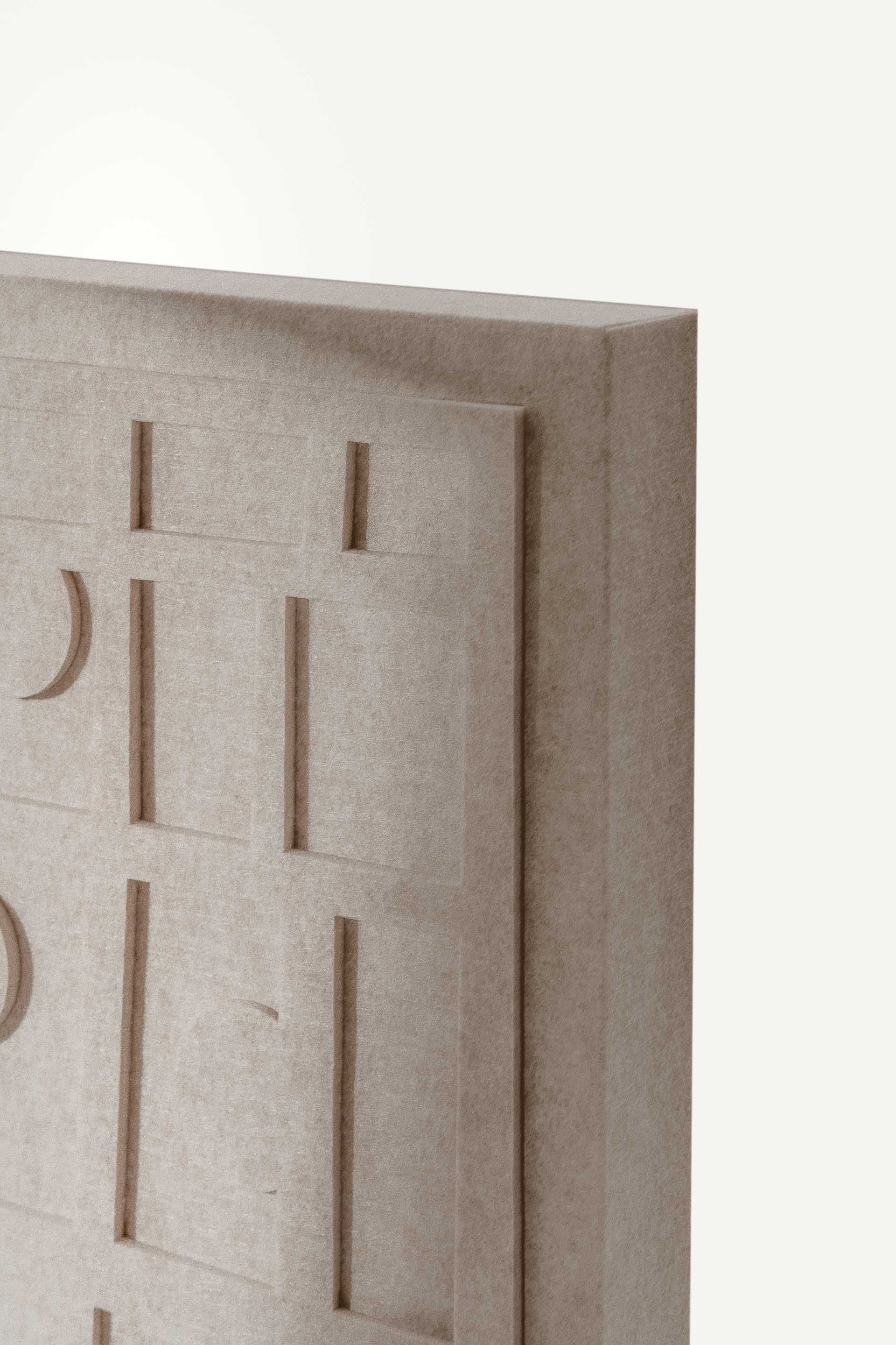 LUDISM x Bafeo relief “Len” – sculptural sound panel echoing growth, nature, and Slavic tradition.