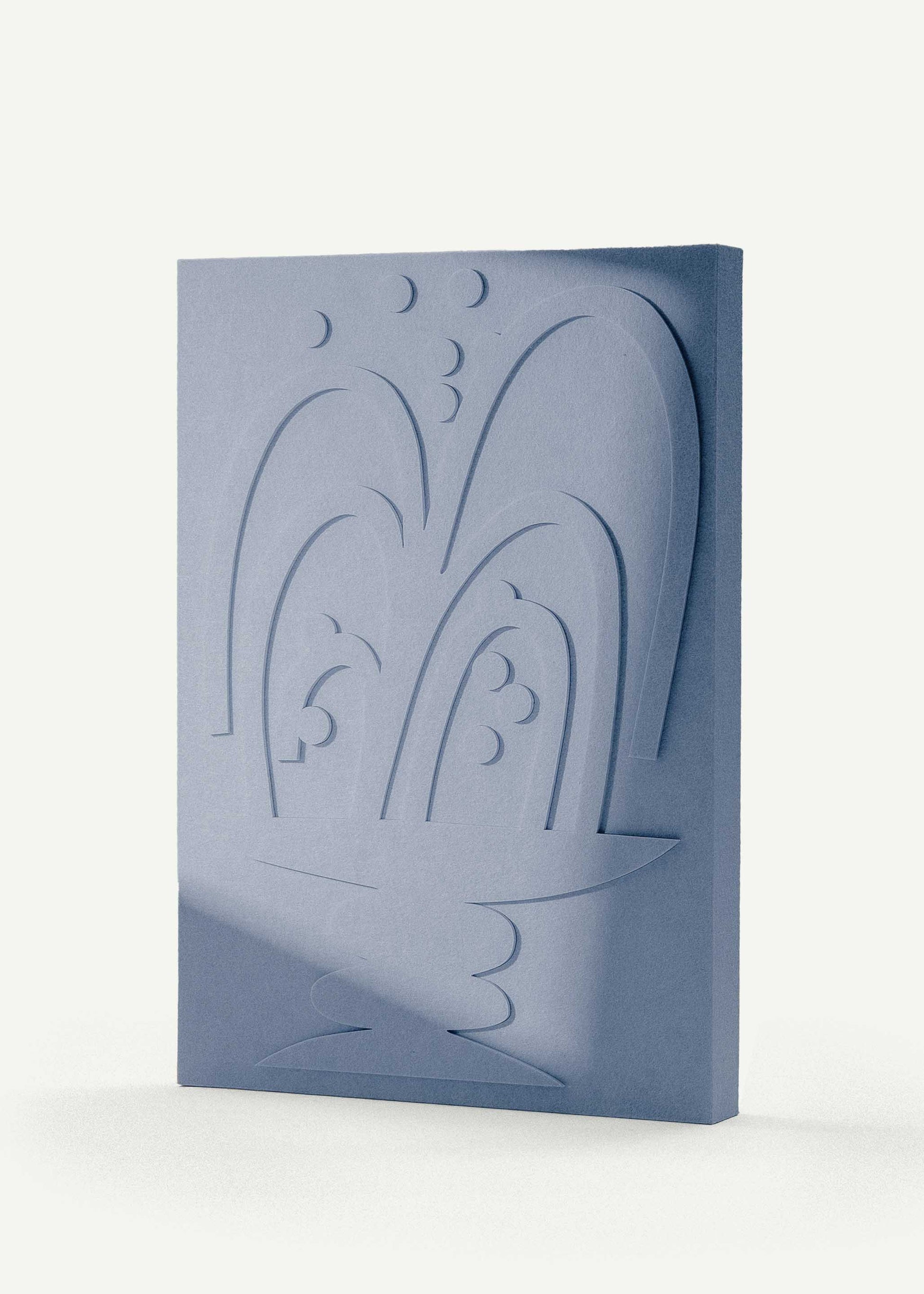 Acoustic relief panel by LUDISM in collaboration with Bafeo, inspired by the purity of springs and rusałki, symbolizing healing and fertility, crafted in Poland.