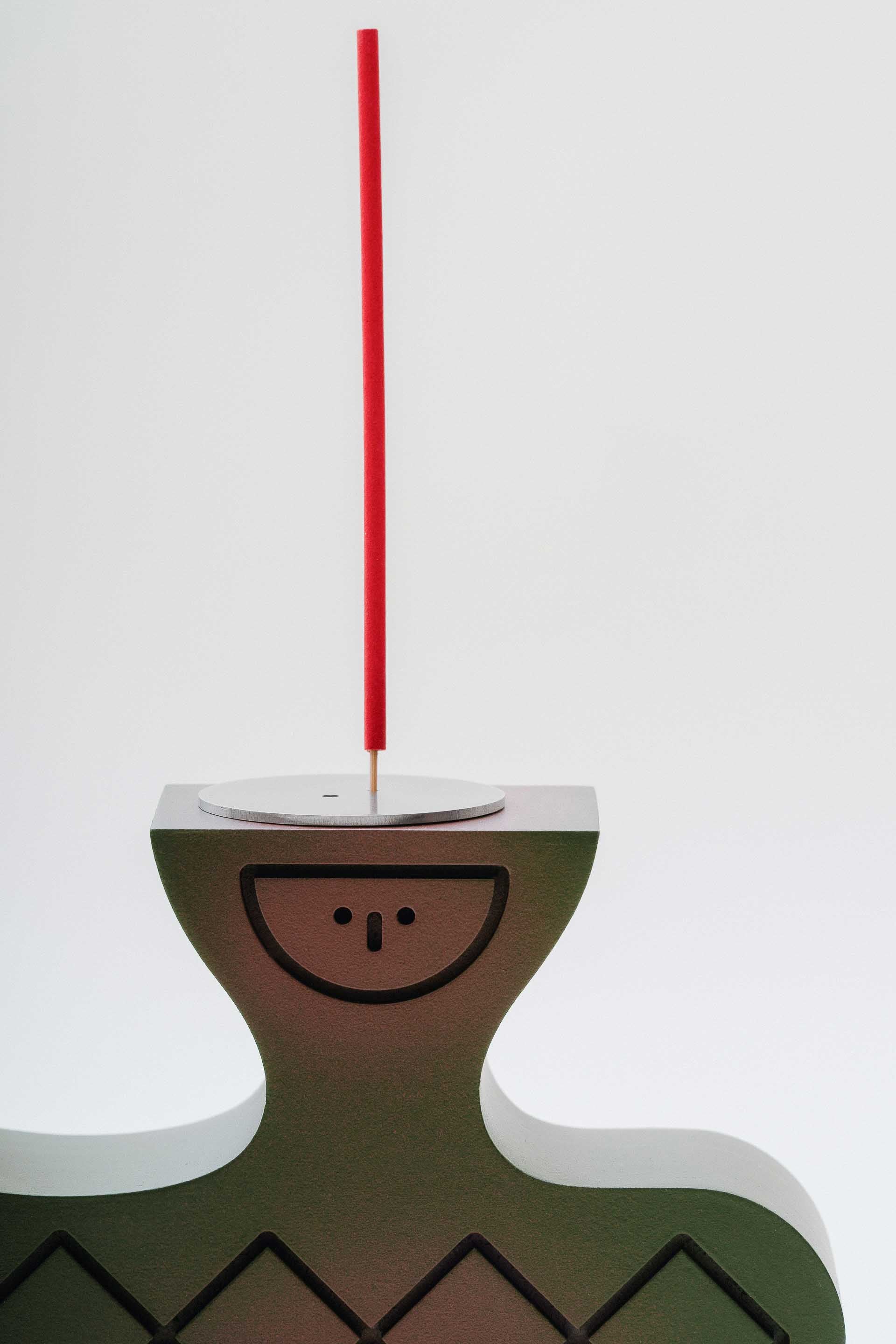 Hand-painted pressed wood figurine by LUDISM, inspired by the Slavic Divine Twins Let & Polel, serving as a candle holder, incense burner, and decorative object, crafted in Poland.