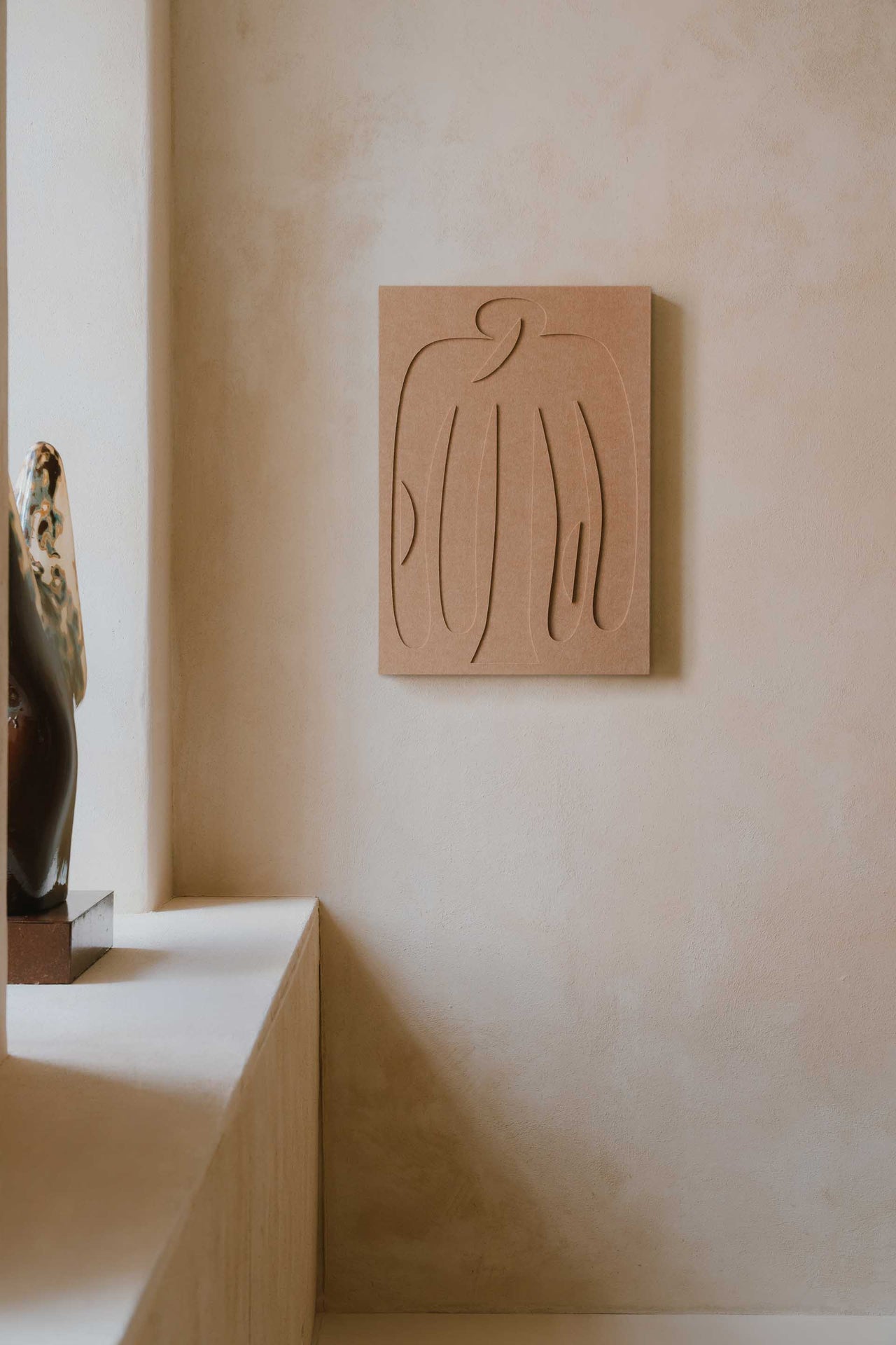 Acoustic panel by LUDISM x Bafeo with Bocian design – symbol of luck, fertility, and protection.